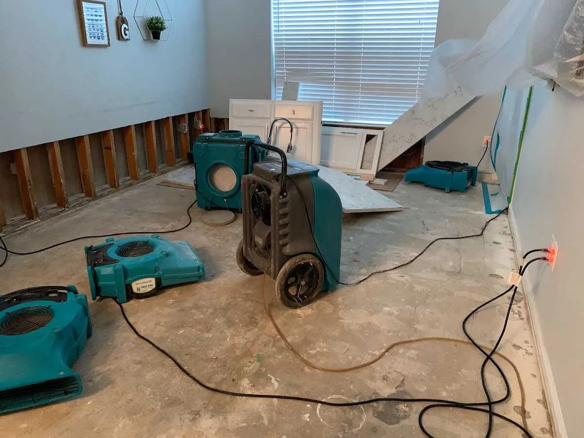 Dehumidifier in flood-cut room for Water Damage Restoration in Jacksonville Beach